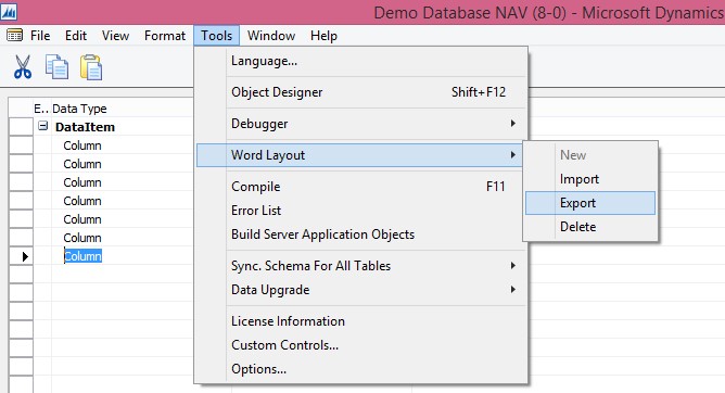 Export Word Template