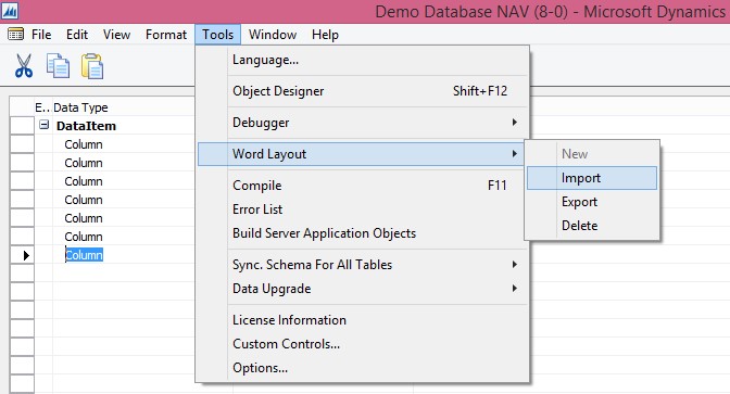 Import Word Template